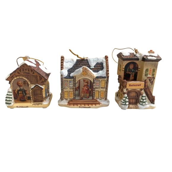 VTG M.I. Hummel Bavarian Village Christmas Ornaments Set of 3 "Little Shoemaker" - Picture 1 of 8